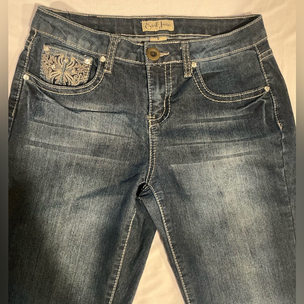Vintage EARL JEAN Y2K Embellished Dark Wash Bootcut Jeans - Size US 6